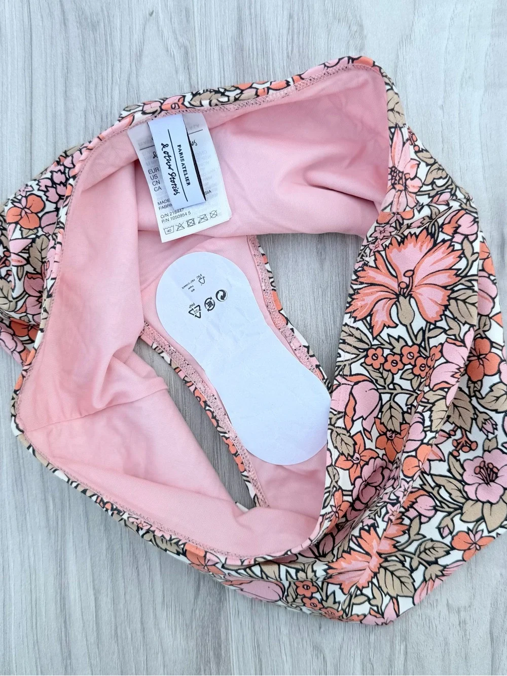 & Other Stories high waisted bikini bottoms in pink floral print